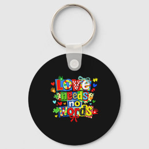 Love needs words puzzle coquette bow autism key ring
