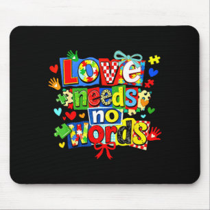 Love needs words puzzle coquette bow autism mouse pad