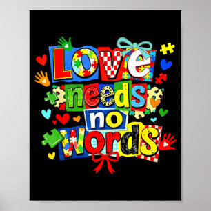 Love needs words puzzle coquette bow autism poster