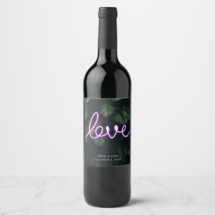 Love Neon Tropical Pink & Green Wine Label