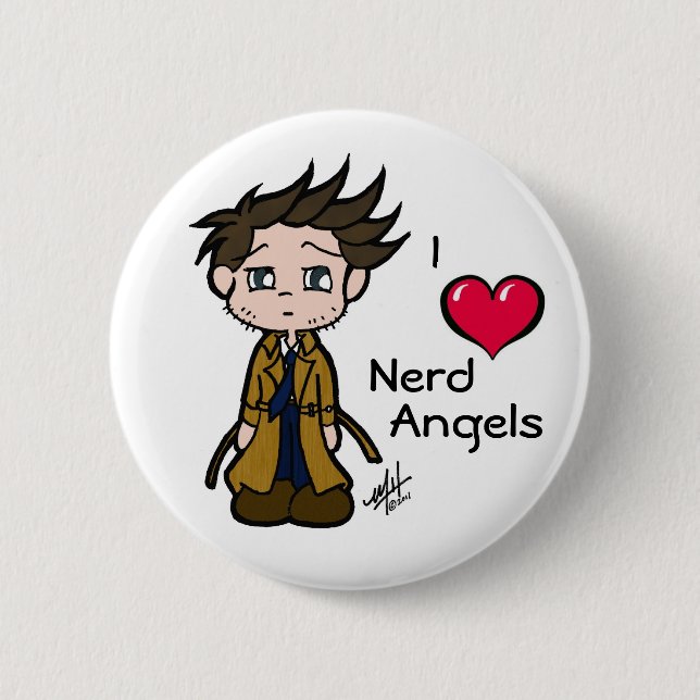 Love Nerd Angels Button (Front)