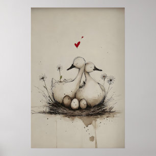 Love Nest – Spring Ducks Printable Art, Valentine Poster