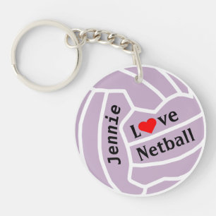 Love Netball Ball Personalised Key Ring