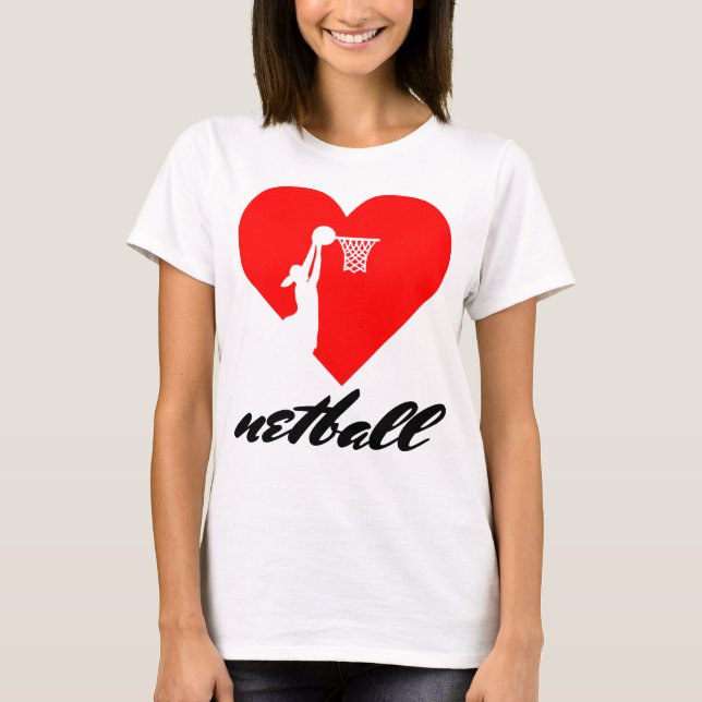 Love Netball Heart Design T-Shirt (Front)
