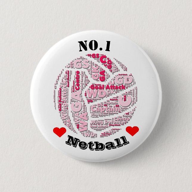 Love Netball Player Positions Pin Badge (Front)