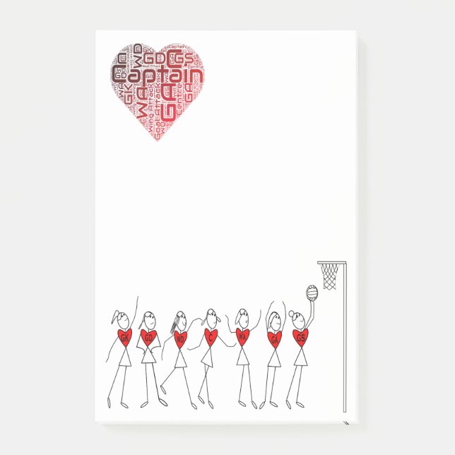 Love Netball Positions Post-it Notes (Front)