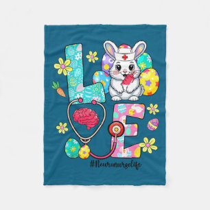 Love neuro nurse life bunny stethoscope easter fleece blanket