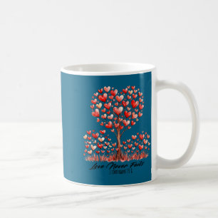 Love never fails 1 corinthians 13_8 heart tree coffee mug