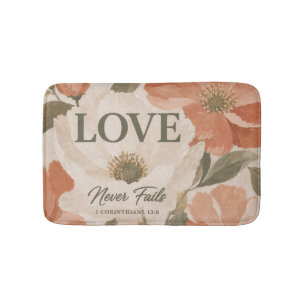 LOVE NEVER FAILS Christian Wedding Gift Bath Mat