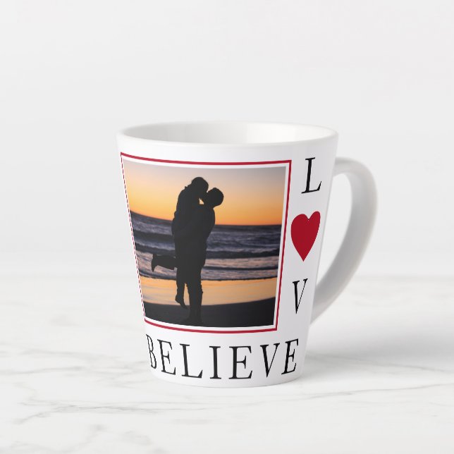 LOVE NEVER FAILS Custom Photo Latte Mug (Right Angle)