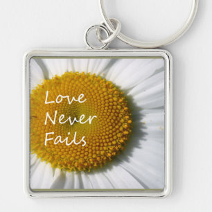Love Never Fails Daisy 1 Corinthians 13 Key Ring