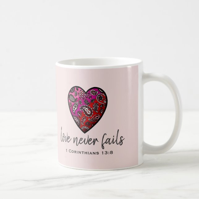 Love Never Fails Heart Mug (Right)