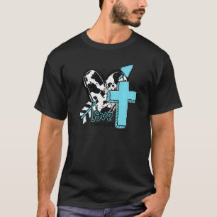 Love Never Fails Leopard Heart Valentine Christian T-Shirt