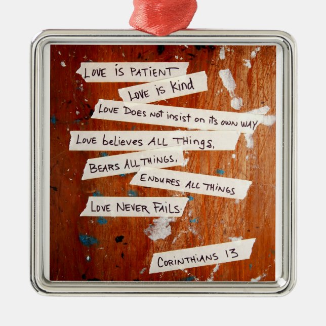 Love Never Fails Metal Tree Decoration (Front)