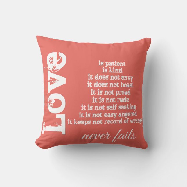 Love Never Fails Pillow (Front)