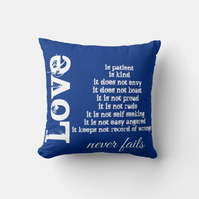 Love Never Fails Pillow (Front)