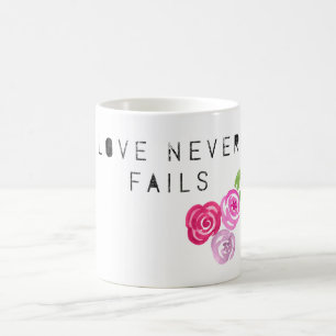 Love never Fails, rose Coffee Mug