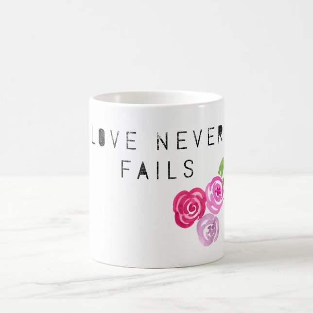 Love never Fails, rose Coffee Mug (Center)