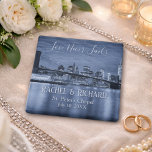 Love Never Fails Save the Date NYC Theme Magnet<br><div class="desc">Announce your special day with timeless elegance using this “Love Never Fails” Save the Date magnet, beautifully designed with a serene New York City skyline and the iconic Brooklyn Bridge. Blending faith and romance, this design reflects a love that is enduring, intentional, and deeply rooted. The soft monochrome tones and...</div>