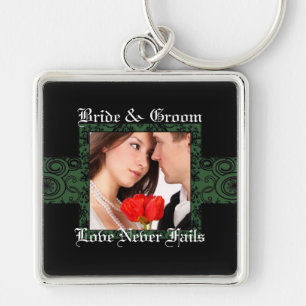 Love Never Fails Wedding Photo Keychain