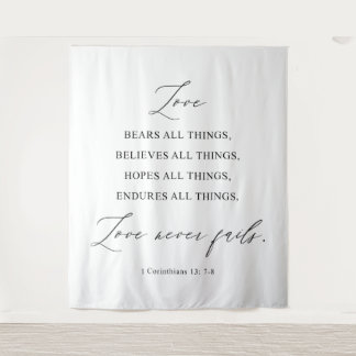 Love Never Fails” Wedding Tapestry Backdrop
