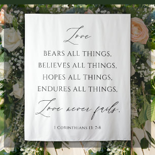 Love Never Fails” Wedding Tapestry Backdrop
