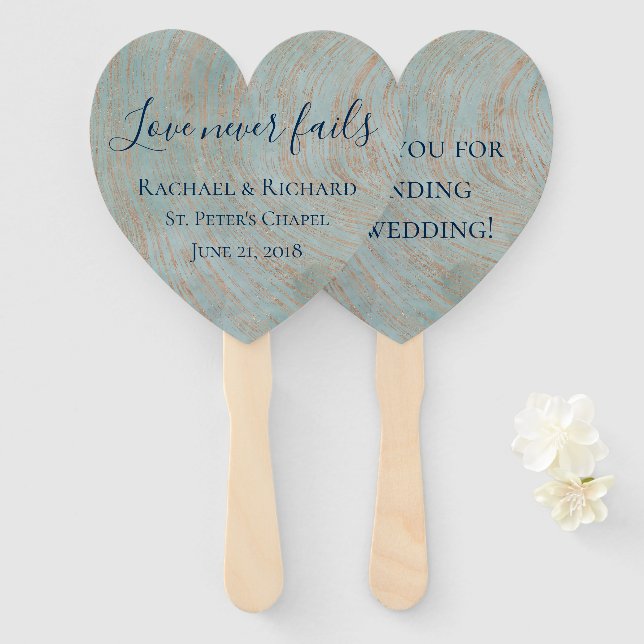 Love Never Fails Wedding Thank You Souvenir Hand Fan (Front and Back)