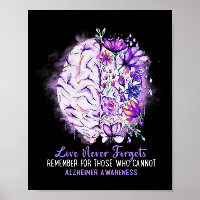 Love Never Forgets Alzheimer's Awareness Brain Dis Poster (Front)