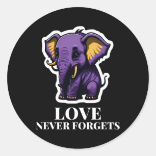 Love Never Forgets Elephant For Girls Heimerheimer Classic Round Sticker
