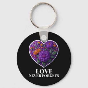 Love Never Forgets Heart Flower Heimerheimer's Awa Key Ring