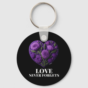 Love Never Forgets Heart Flower Woman Alzheimer's Key Ring