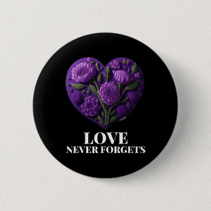 Love Never Forgets Heart Flower Woman Heimerheimer 6 Cm Round Badge