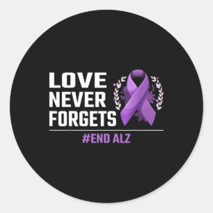 Love Never Forgets Heimer Purple Ribbon Heimerheim Classic Round Sticker