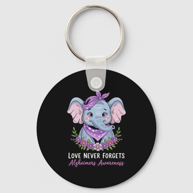 Love Never Forgets Heimerheimer’s Awareness Elepha Key Ring (Front)