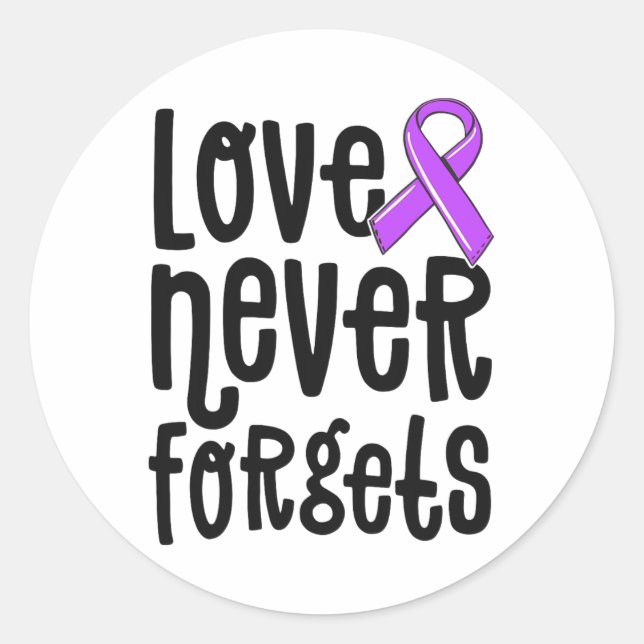 Love Never Forgets Memories Problem Heimerheimer S Classic Round Sticker (Front)
