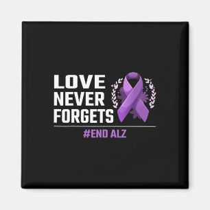 Love Never Forgets Purple Ribbon Alzheimer Awa Magnet