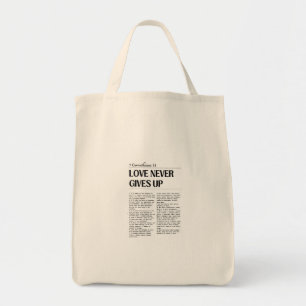 Love Never Gives Up Grocery Bag