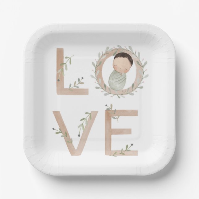 Love |  New Baby Paper Plate (Front)