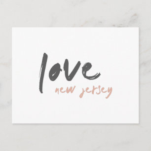 Love New Jersey NJ USA Modern Minimalist Travel Postcard