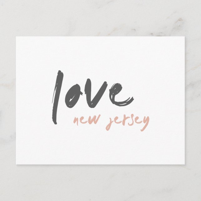 Love New Jersey | NJ USA Modern Minimalist Travel Postcard (Front)
