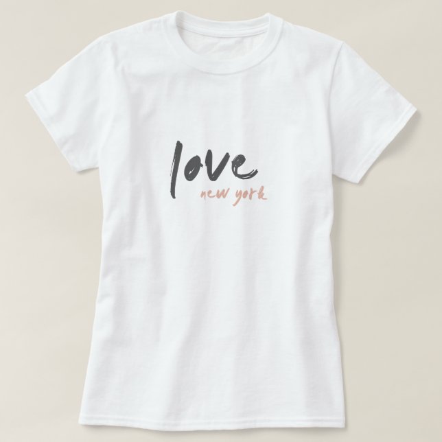 Love New York | NYC USA Modern Wanderlust Pink T-Shirt (Design Front)