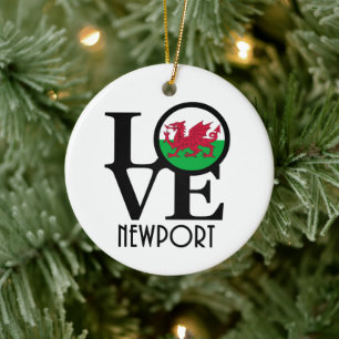 LOVE Newport Wales Ceramic Ornament