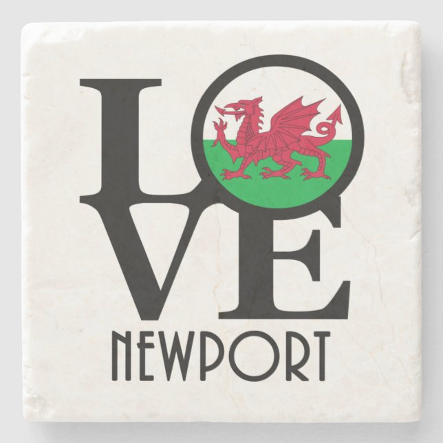 LOVE Newport Wales Stone Coaster (Front)