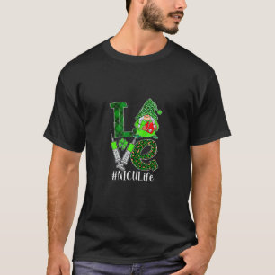 Love NICU Nurse Leopard Gnome St Patrick Day Gift T-Shirt