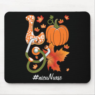 Love NICU Nurse Neonatal Fall Autumn Pumpkin Maple Mouse Pad
