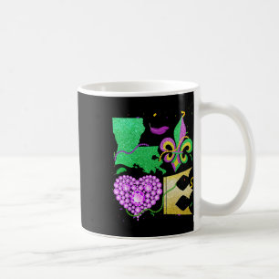 Love Nola Louisiana Map Beads And Crown Fat Tuesda Coffee Mug