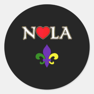 Love Nola New Orleans Fleur De Lis Heart Nola Classic Round Sticker