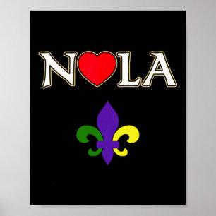 Love Nola New Orleans Fleur De Lis Heart Nola Poster