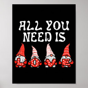 Love Nordic Gnomes Cute Valentines Day Tomte Women Poster