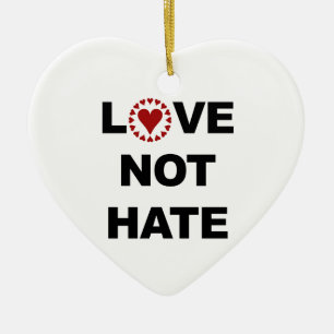 LOVE NOT HATE CERAMIC TREE DECORATION